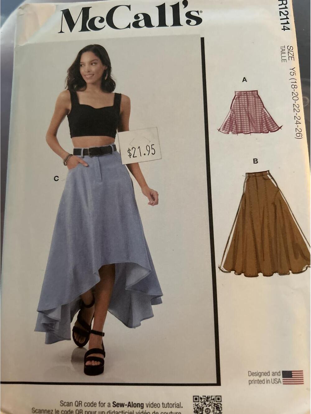 McCall's Pattern R12114 High-Low Skirt Sewing Pattern